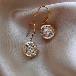 14k Gold Vermil & White Topaz Earrings 1”